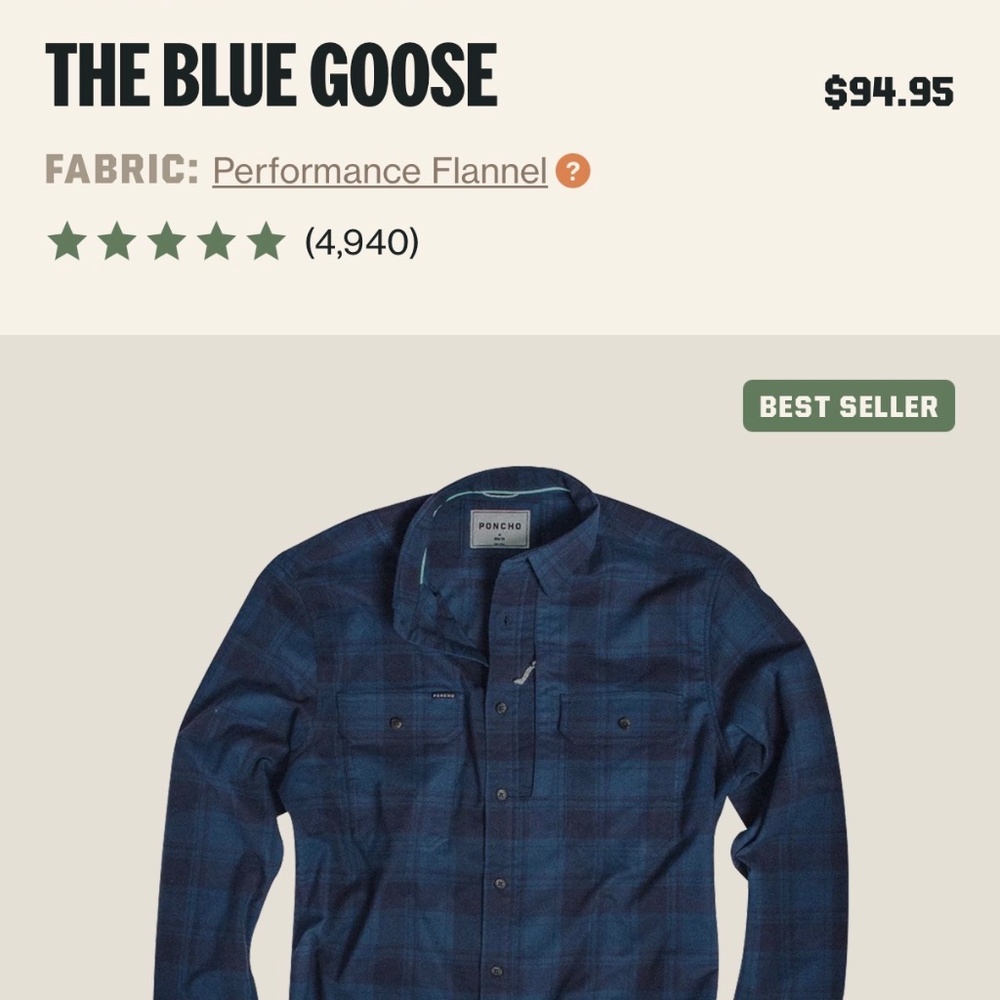 The Blue Goose Men’s Navy Plaid Performance Flannel Button-Down Shirt